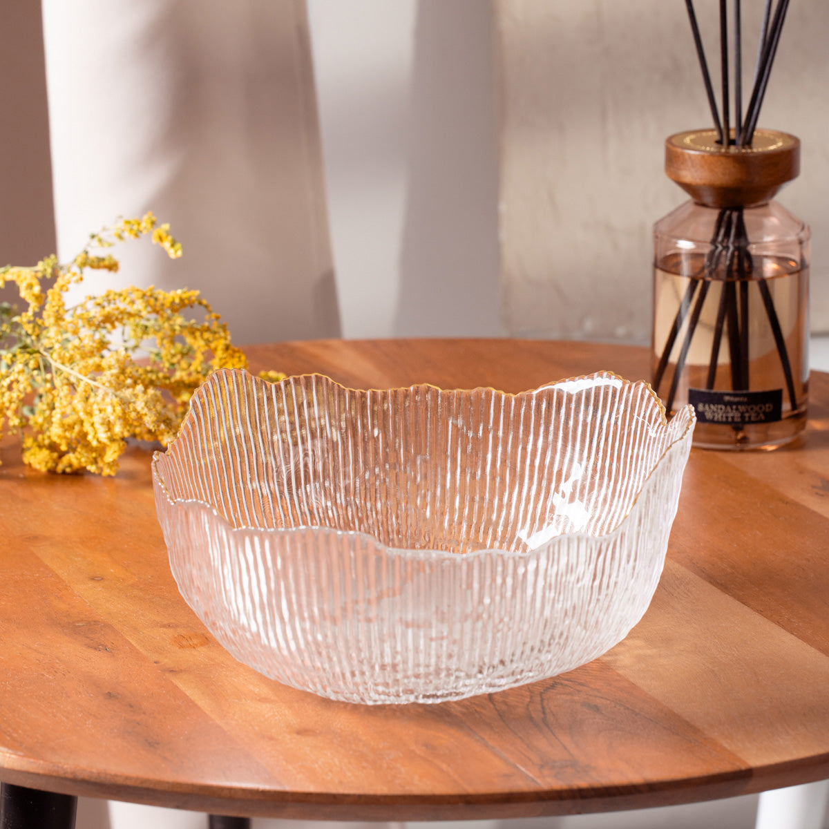 APOLA Fluted Transparent Glass Serving Bowl M 7.5x17 cm