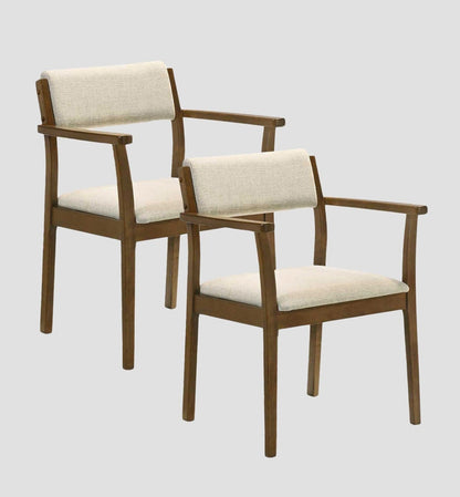 Set of 2 chairs PAHKEL Set of 2 Rubberwood Chairs with Upholstered Seats