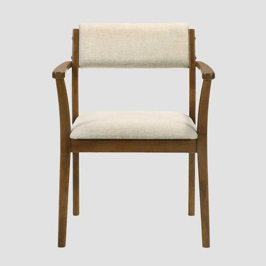 Set of 2 chairs PAHKEL Set of 2 Rubberwood Chairs with Upholstered Seats