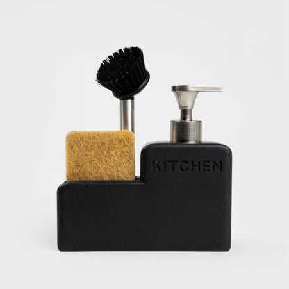 DOSSE Black Kitchen Dispenser with Brush and Sponge Holder