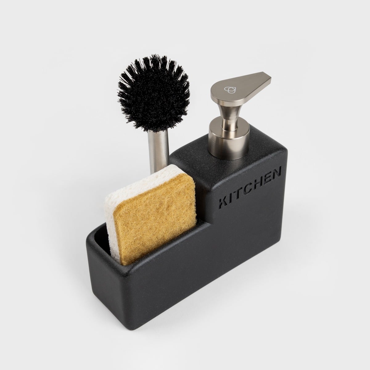 DOSSE Black Kitchen Dispenser with Brush and Sponge Holder