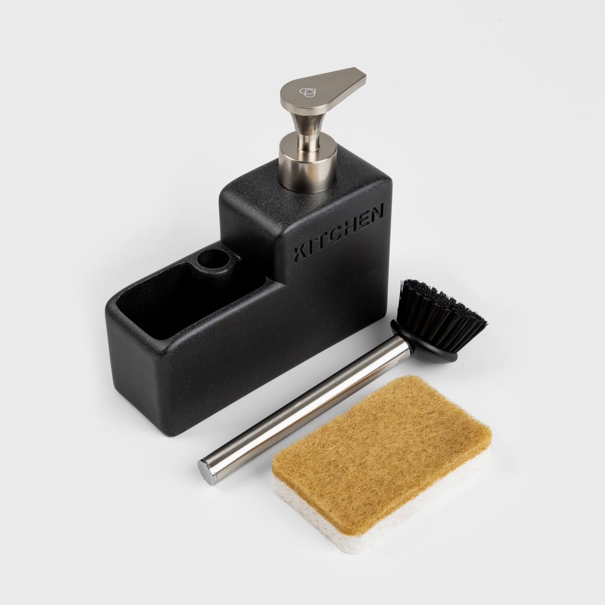 DOSSE Black Kitchen Dispenser with Brush and Sponge Holder