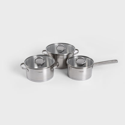 Pots set EATALY Stainless Steel 6-Piece Pot Set with Glass Lids