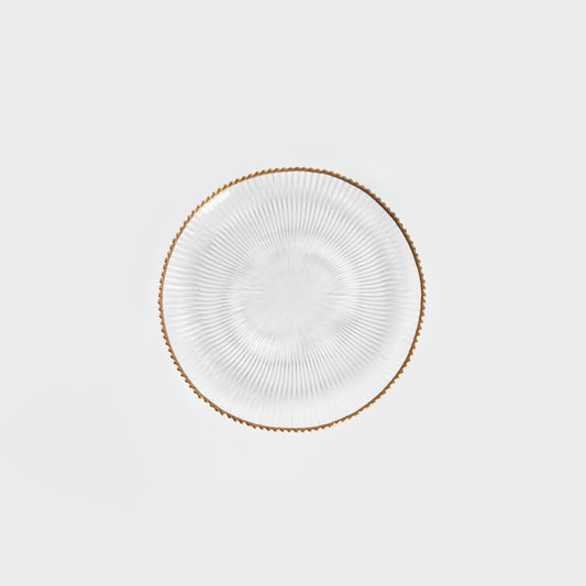 LYNN Glass Dessert Plate 21cm with Gold Rim