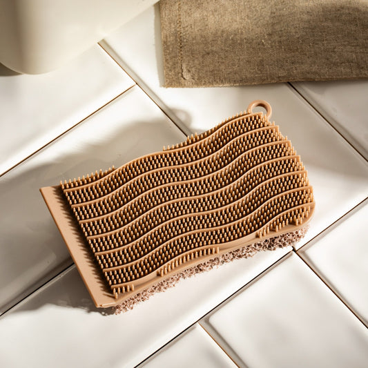 Easy Clean Silicone Double-Sided Sponge Taupe 13x7 cm