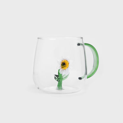 GIRASOL Glass Mug with Daisy 0.4L