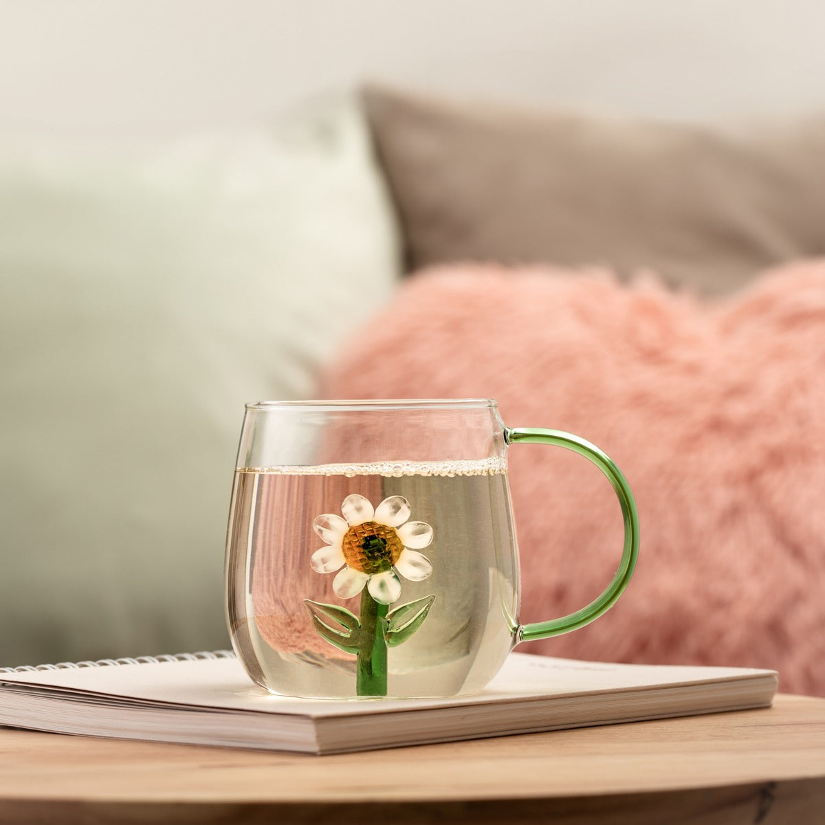GIRASOL Glass Mug with Daisy 0.4L