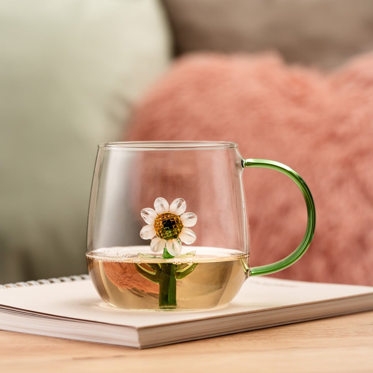 GIRASOL Glass Mug with Daisy 0.4L