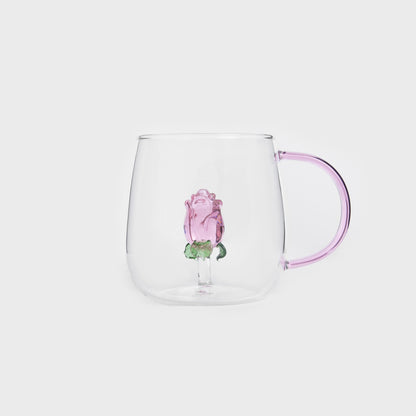 Rosado Glass Mug with Rose Design 0.4L
