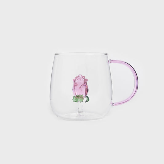 Rosado Glass Mug with Rose Design 0.4L