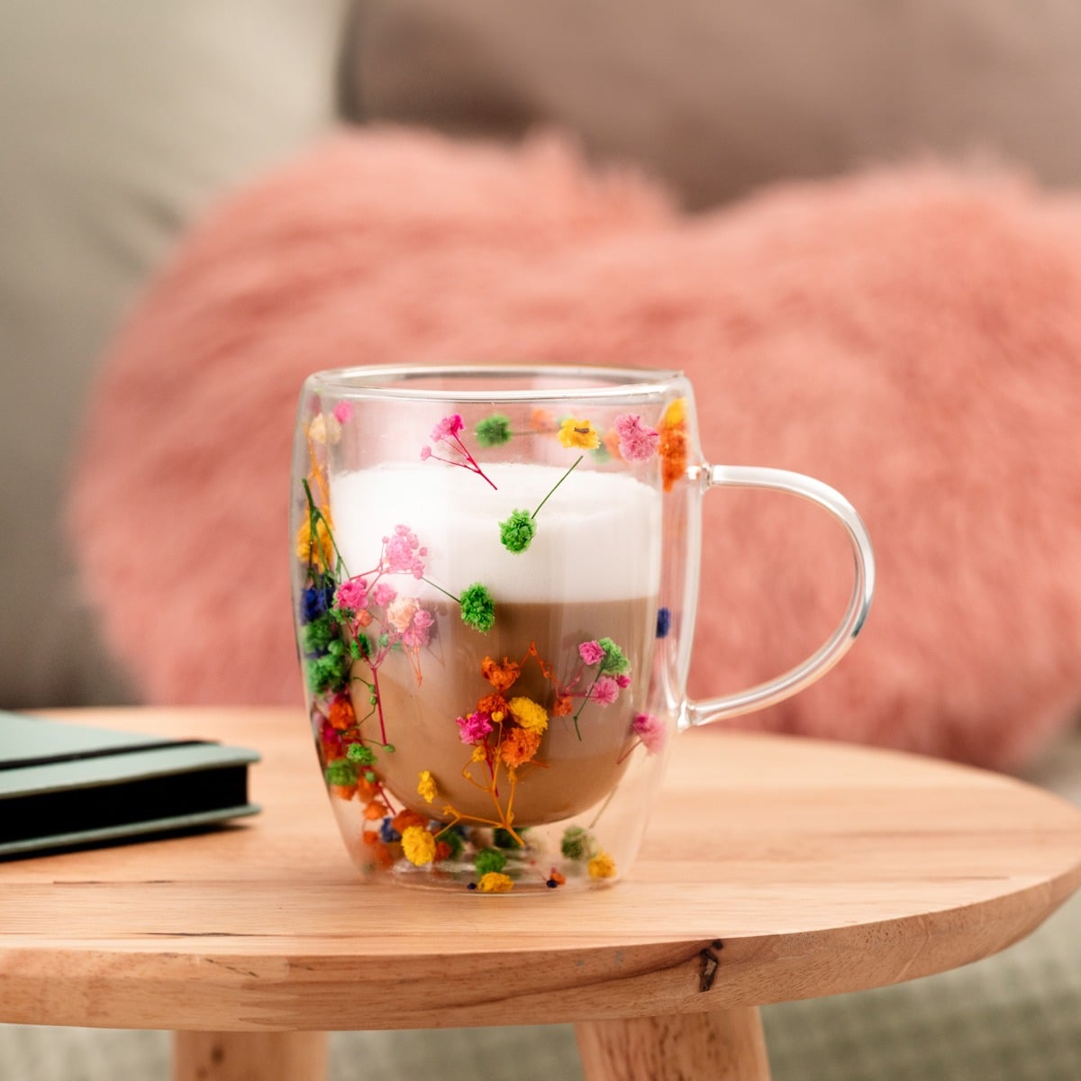 SECO Double Wall Glass Mug with Flower Design 0.35L