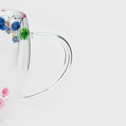 SECO Glass Mug with Double Wall and Floral Design 0.25L