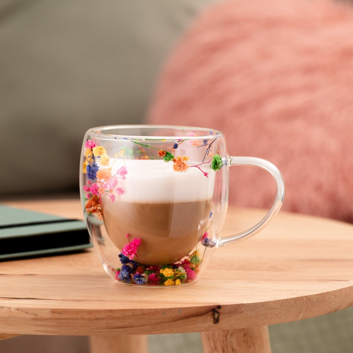 SECO Glass Mug with Double Wall and Floral Design 0.25L