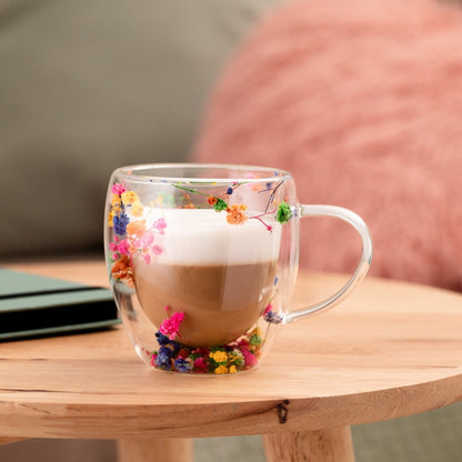 SECO Glass Mug with Double Wall and Floral Design 0.25L