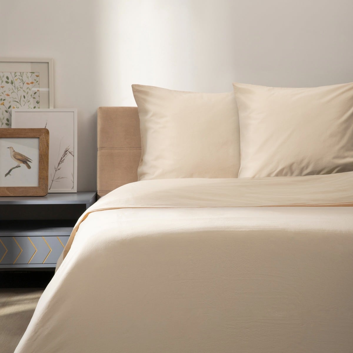 BAMSA Bamboo Beige Bedding Set 220x200 cm with Pillowcases