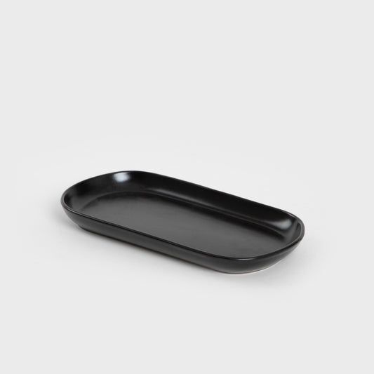 FAMELIO Oval Black Ceramic Platter 30 cm