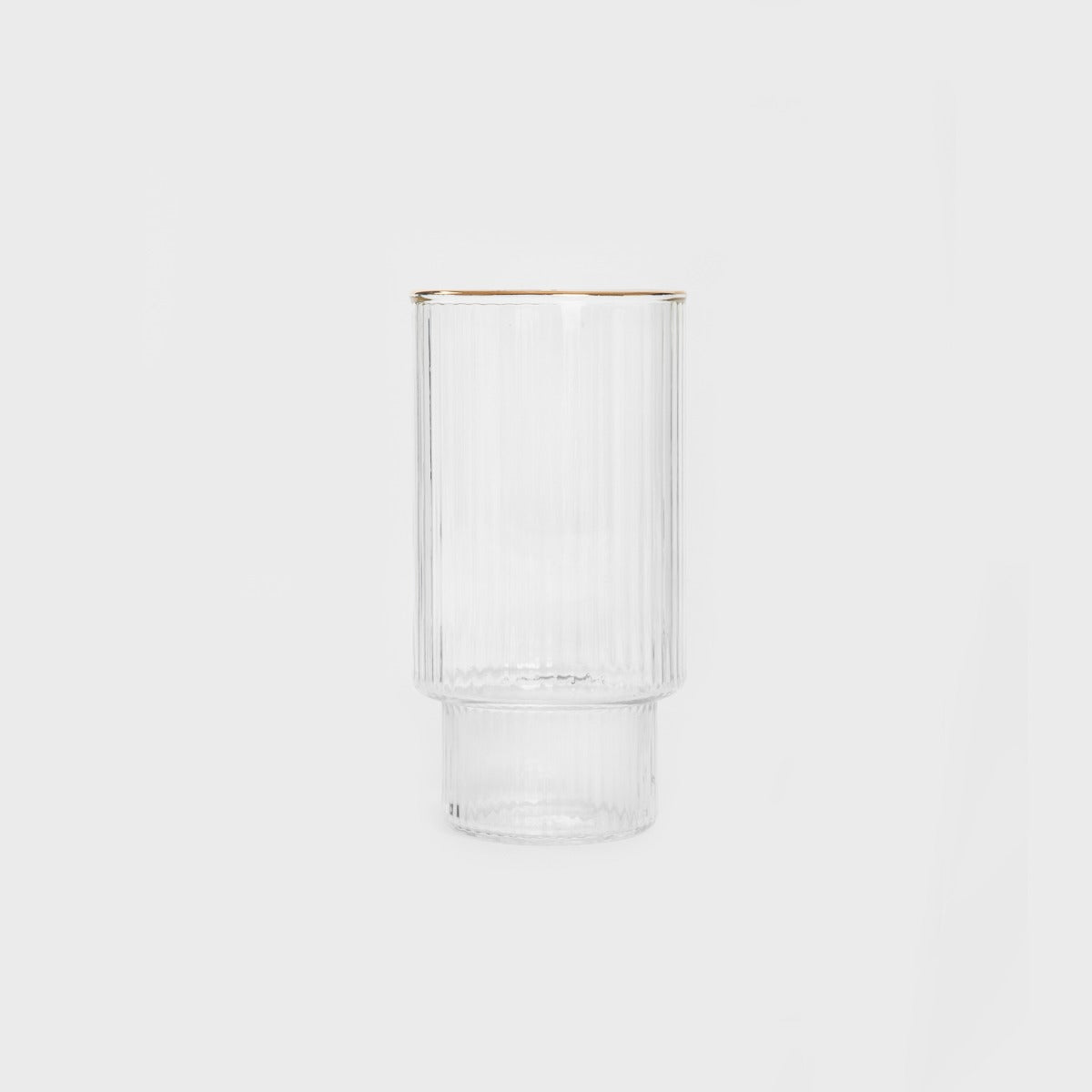 LYNN Stackable Ribbed Glass Mug with Gold Rim 0.4L