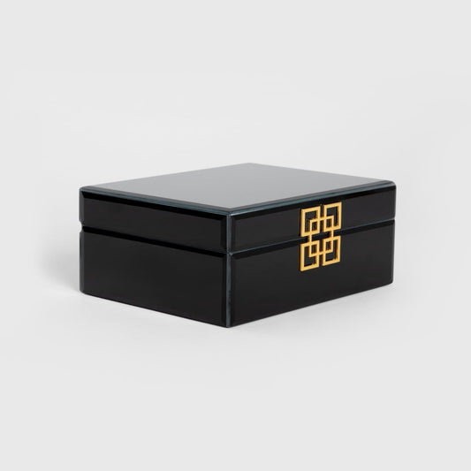 CARNIVAL Jewelry Box Black Glass 20x16x9 cm