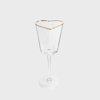AMAR Heart-Shaped Wine Glass with Golden Rim 0.3L