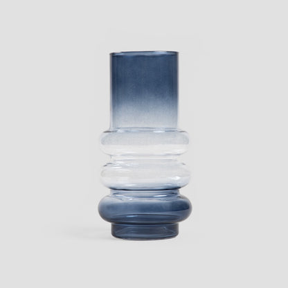 Circle Blue-Transparent Ombre Glass Vase 13x27x13cm