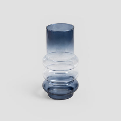 Circle Blue-Transparent Ombre Glass Vase 13x27x13cm