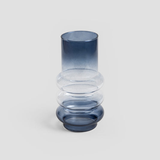 Circle Blue-Transparent Ombre Glass Vase 13x27x13cm