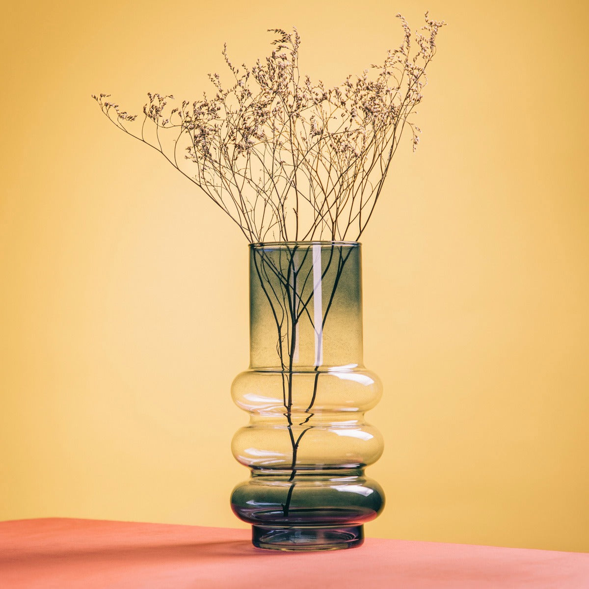 Circle Blue-Transparent Ombre Glass Vase 13x27x13cm