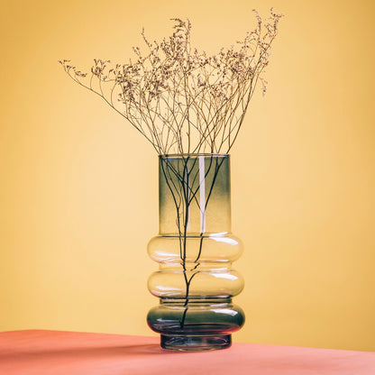 Circle Blue-Transparent Ombre Glass Vase 13x27x13cm