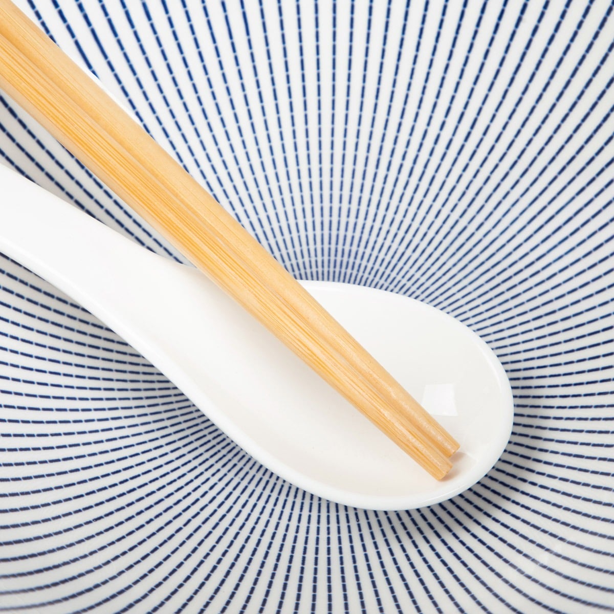 SALADO Ramen Set with Striped Brown Rim - 21 cm Ceramic Bowl