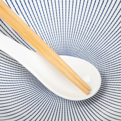 SALADO Ramen Set with Striped Brown Rim - 21 cm Ceramic Bowl