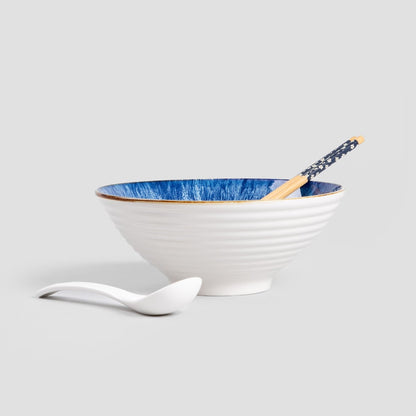 Ramen set SALADO Blue and Brown Ceramic Ramen Bowl Set - 21 cm