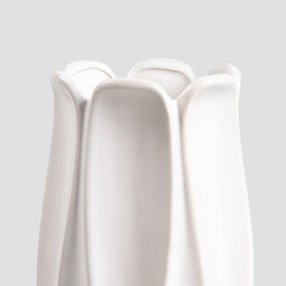 NOVO White Ceramic Vase with Geometric Pattern - 11.2x24.5 cm