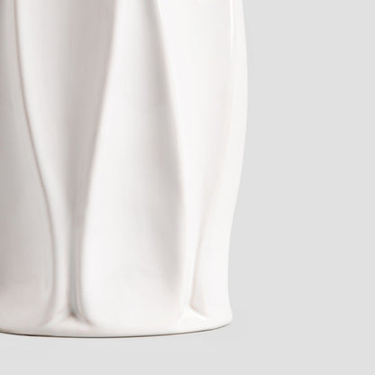 NOVO White Ceramic Vase with Geometric Pattern - 11.2x24.5 cm