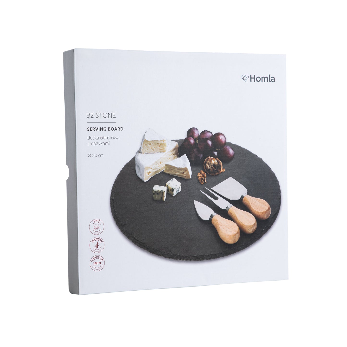 B2STONE Rotating Serving Board with Knives 30cm