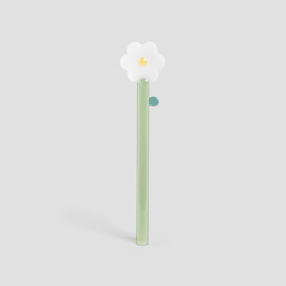 CONWALLIE White Flower Glass Serving Spoon 16 cm