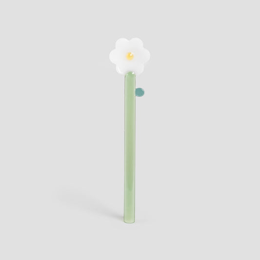CONWALLIE White Flower Glass Serving Spoon 16 cm