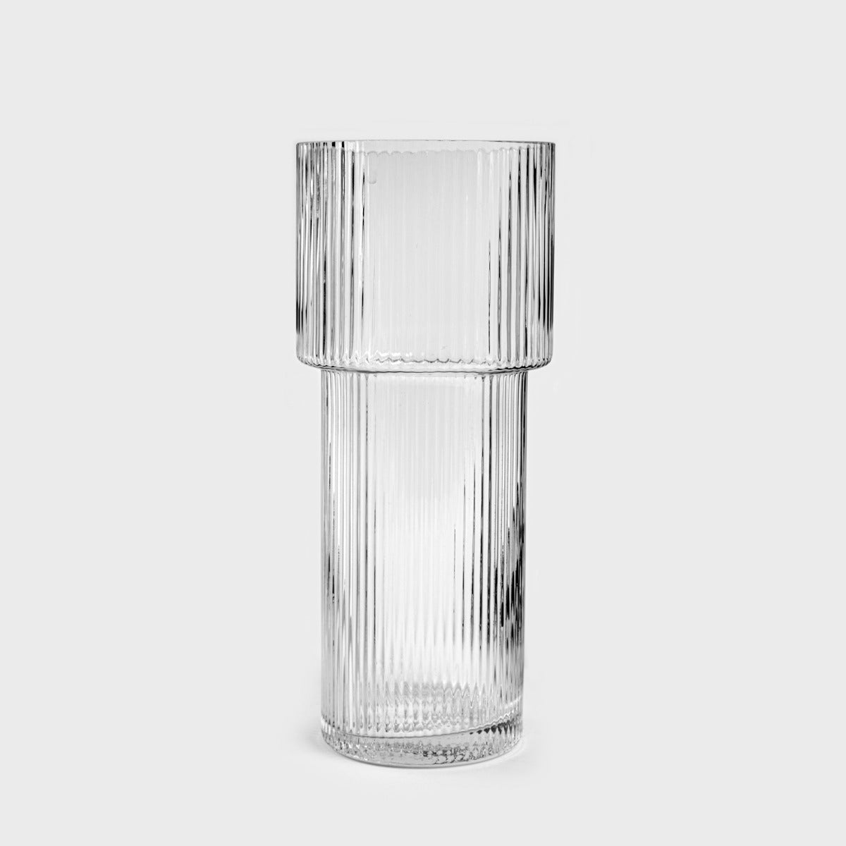 LIMPID Transparent Glass Vase with Geometric Pattern 8x12x8cm
