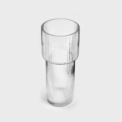 LIMPID Transparent Glass Vase with Geometric Pattern 8x12x8cm