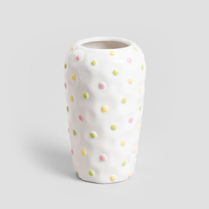 DOT Vase with Pastel Dots - 22x13x13 cm Decorative Ceramic Vase
