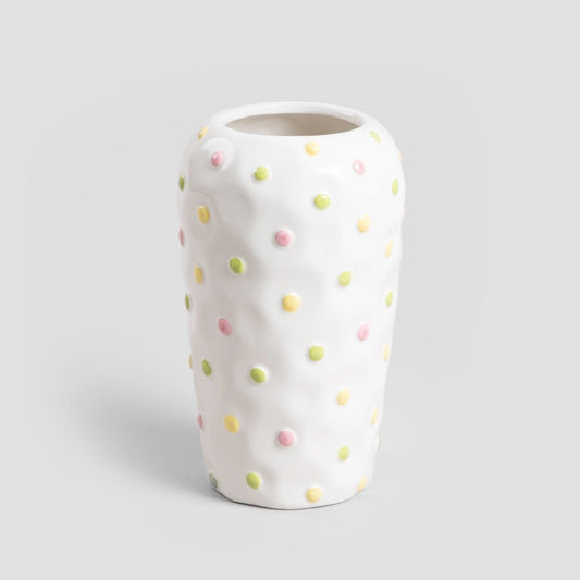 DOT Vase with Pastel Dots - 22x13x13 cm Decorative Ceramic Vase