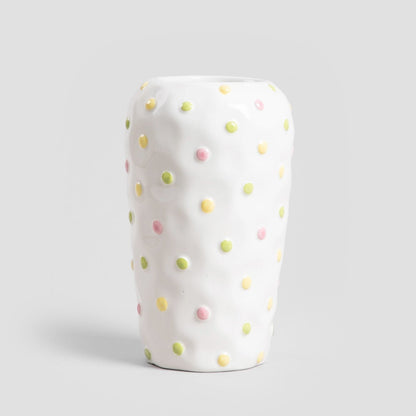 DOT Vase with Pastel Dots - 22x13x13 cm Decorative Ceramic Vase