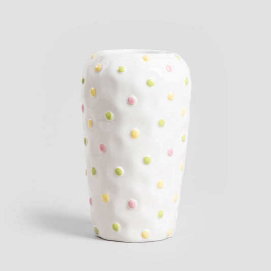 DOT Vase with Pastel Dots - 22x13x13 cm Decorative Ceramic Vase