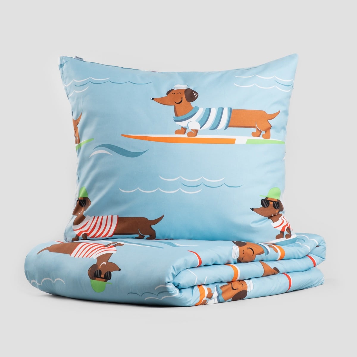 LONGO Microfibre Dachshund Bedding Set 140x200 cm with Pillowcase