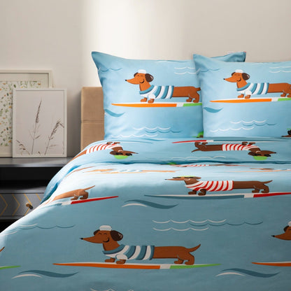 LONGO Microfibre Dachshund Bedding Set 140x200 cm with Pillowcase