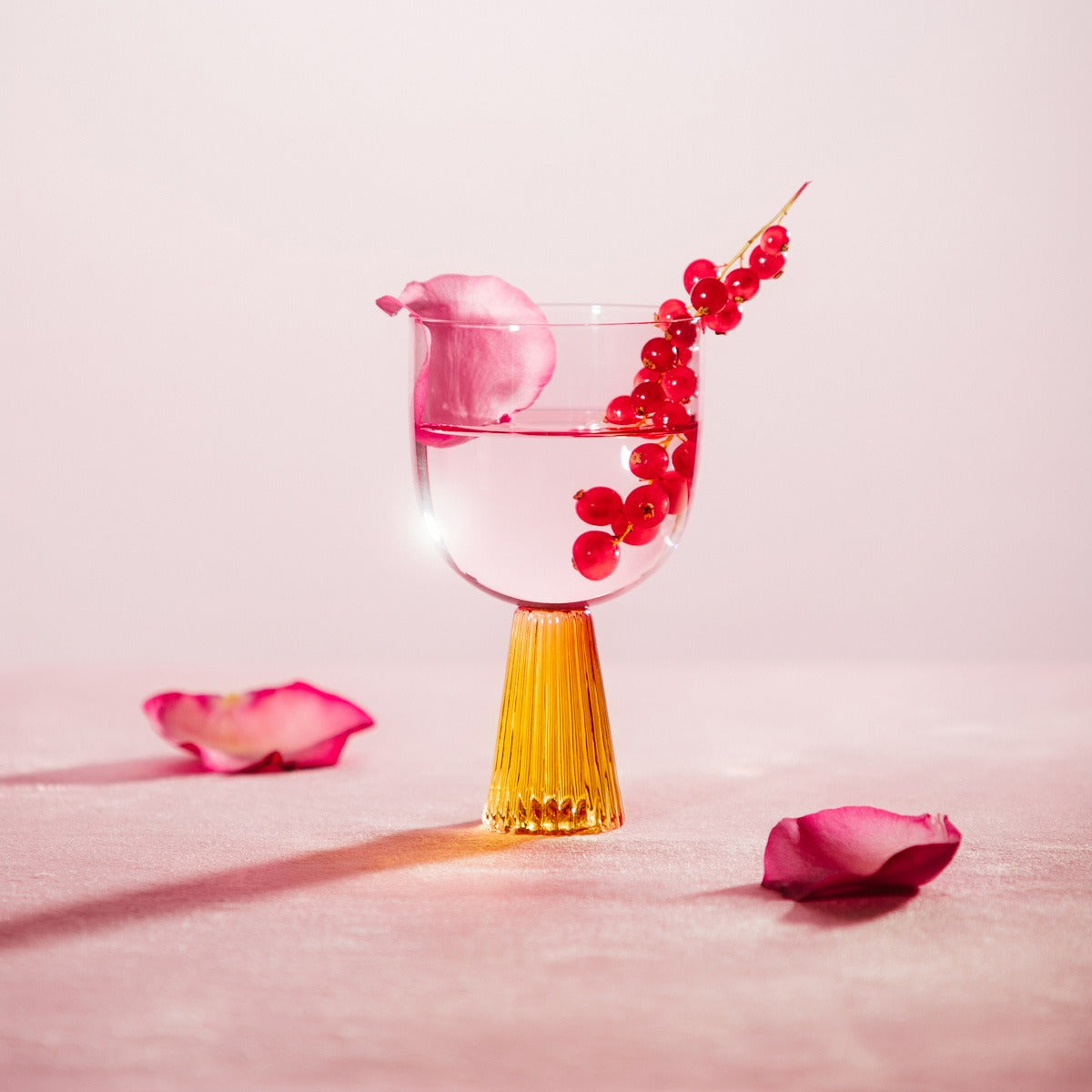 FANTASIE Funnel Glass Pink and Yellow with Fluted Stem 0.31L