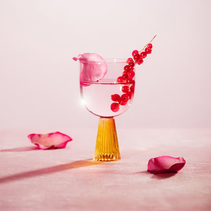 FANTASIE Funnel Glass Pink and Yellow with Fluted Stem 0.31L