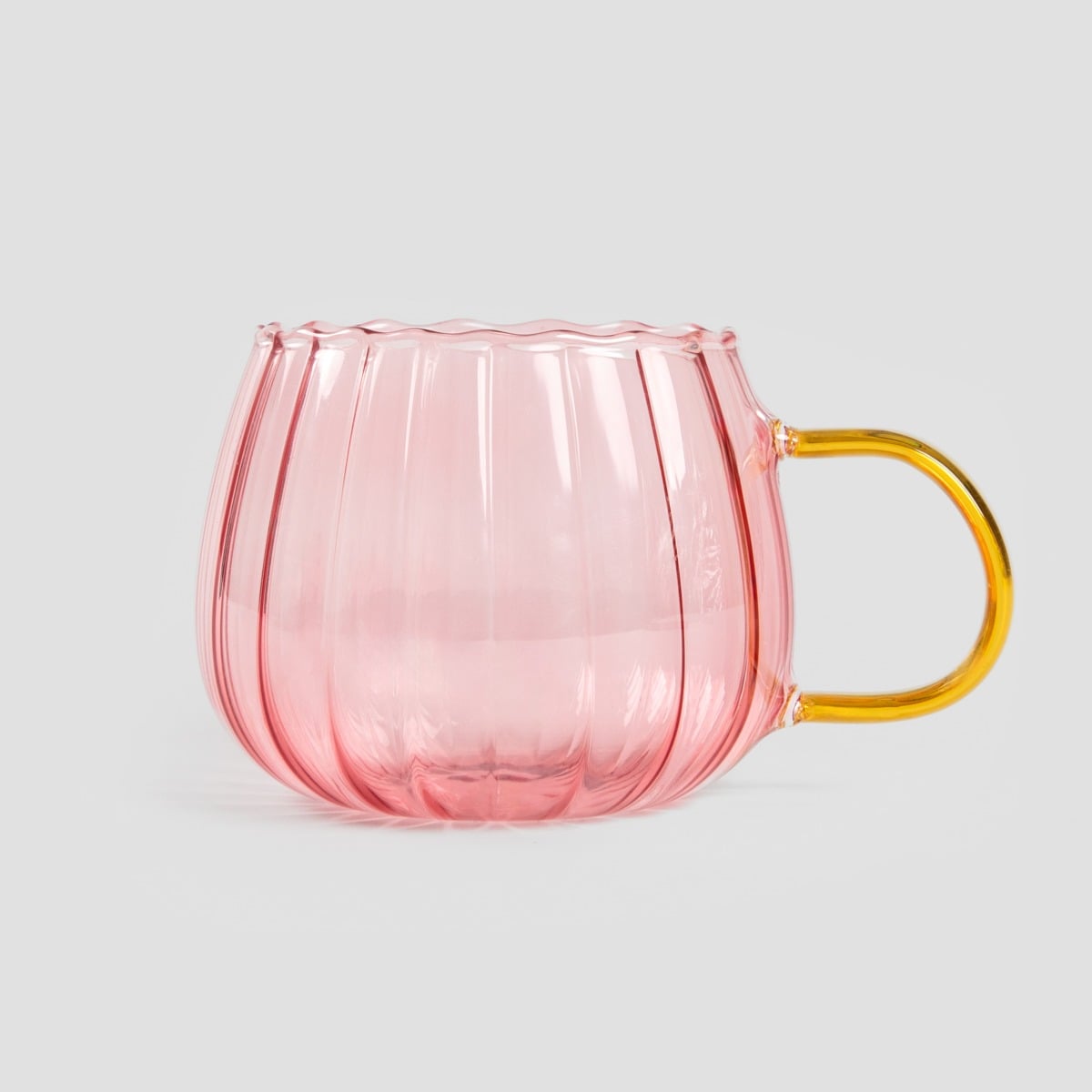 BEVANDA Pink Glass Mug 0.4L with Gold Handle