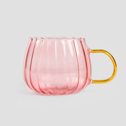 BEVANDA Pink Glass Mug 0.4L with Gold Handle