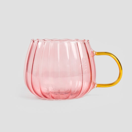 BEVANDA Pink Glass Mug 0.4L with Gold Handle