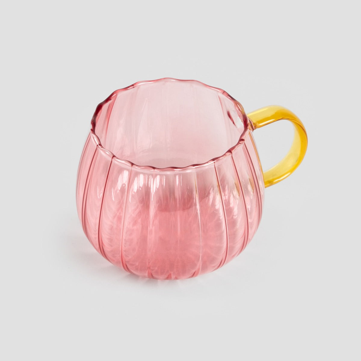 BEVANDA Pink Glass Mug 0.4L with Gold Handle